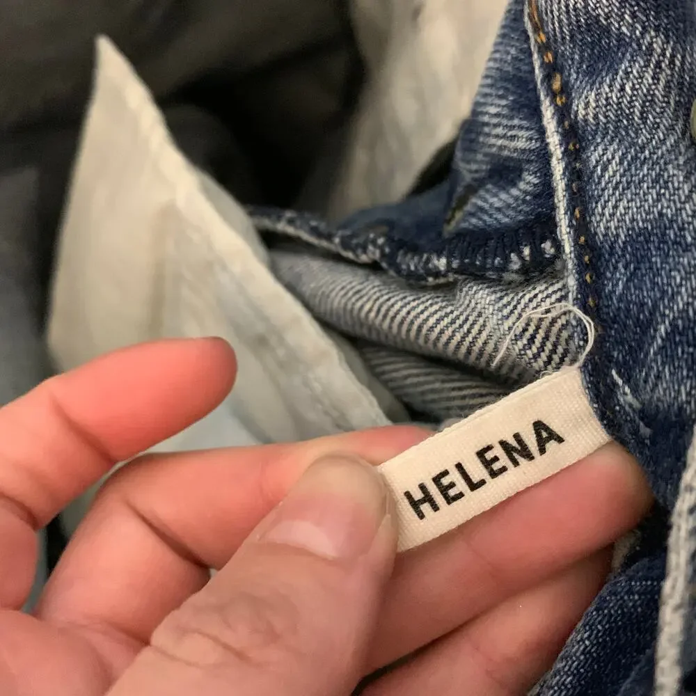 GRLFRND Revolve Helena High Rise Bittersweet Straight Leg Denim Dark Wash Jeans